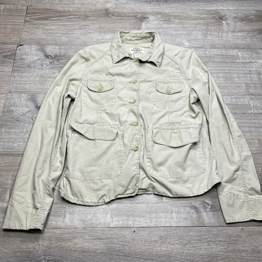 Polo Jeans Co Ralph Lauren Field Jacket Womens L Tan Ripstop Utility Safari
